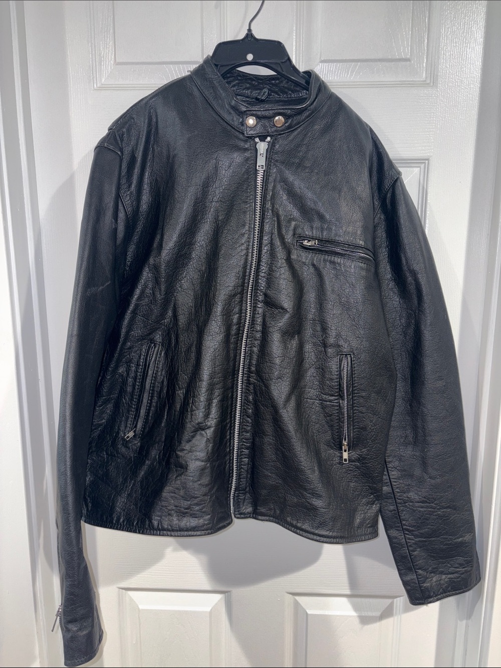 Z1R Men’s Leather Motorcycle Jacket Black Removable Liner Size 46